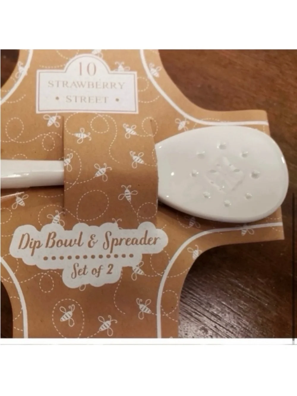 🆕- 10 Strawberry Street-Ceramic Dip Bowl and Spreader Set.